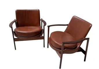 Two Mid-Century Modern Lounge Chairs by Ib Kofod-Larsen for Frõscher, 1970s